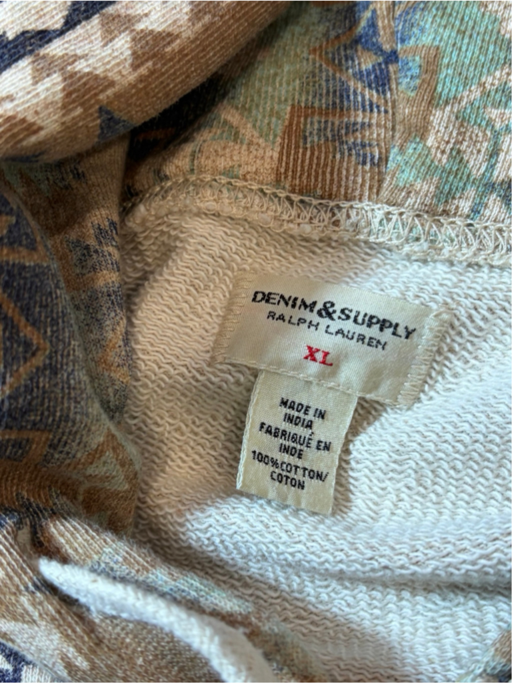 Denim Supply Ralph Lauren Jacket Hoodie Mens Size XL Southwestern Aztec Print - Picture 5 of 7